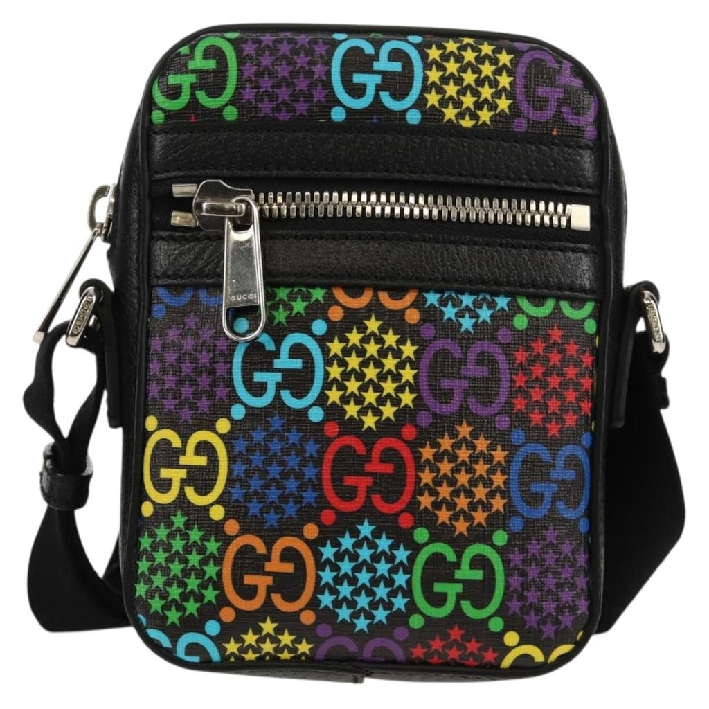 Gucci Front Zip Messenger Bag Psychedelic Print Gg Coated Canvas Multicolour Canvas Shoulder Bag Bag (Pre-Owned)