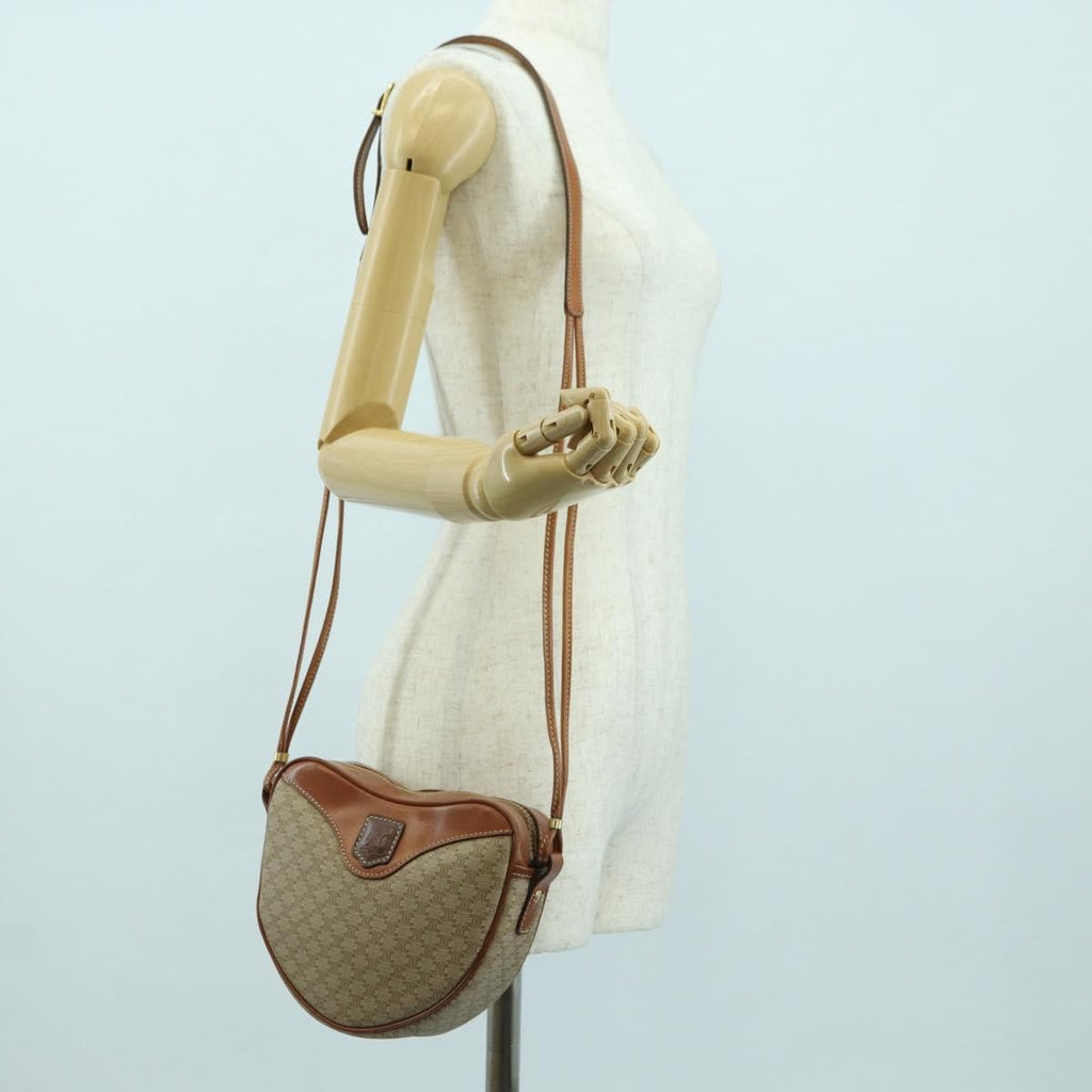 Celine Vintage Macadam Shoulder Bag Canvas And Leather Beige Canvas Shoulder Bag Bag