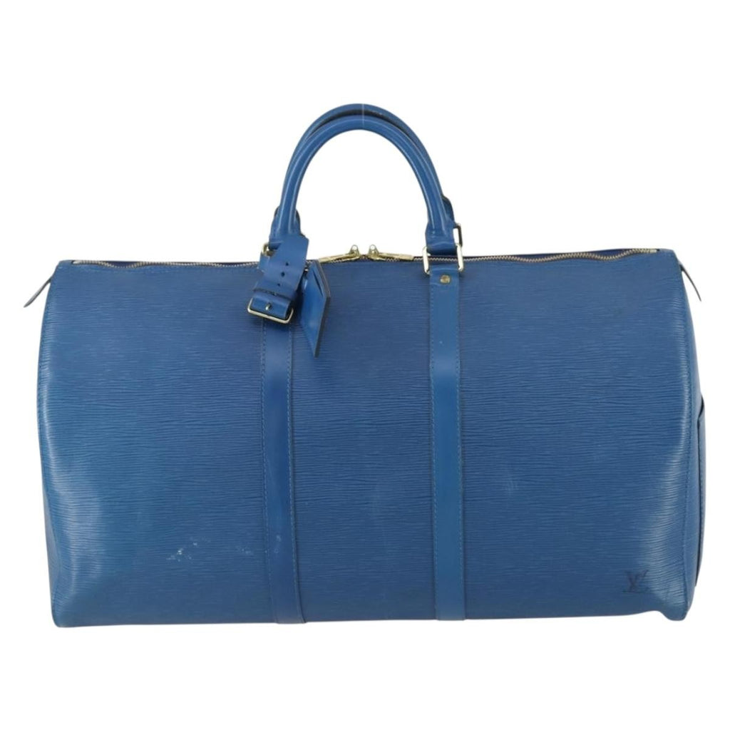 Louis Vuitton Keepall Bag Epi Leather Blue Leather Travel Bag