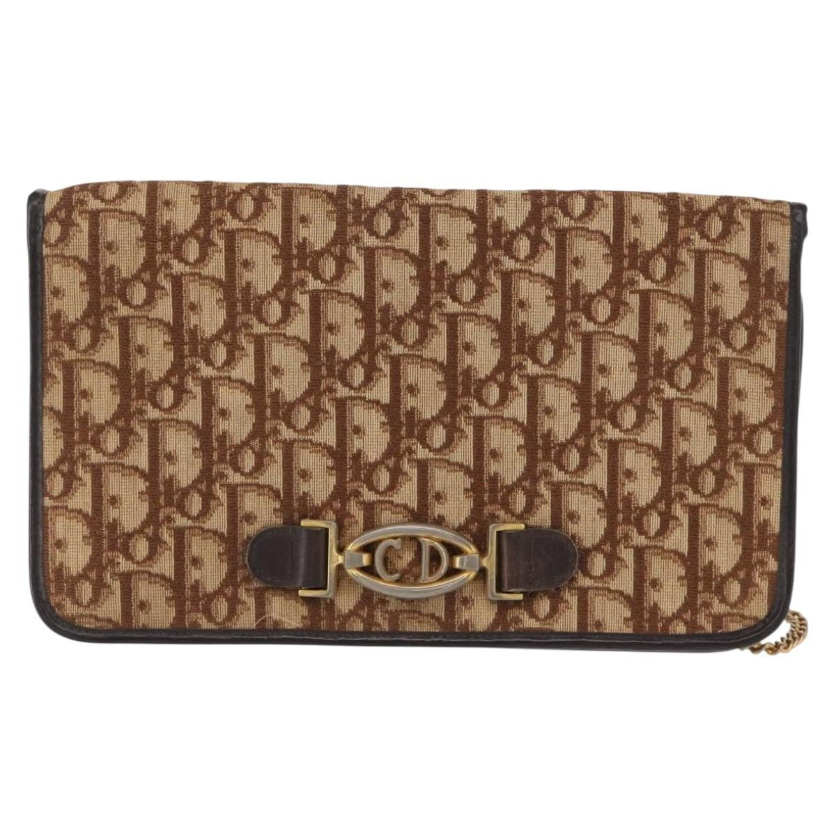 Christian Dior Vintage Trotter Shoulder Bag Canvas Beige Canvas Shoulder Bag Bag (Pre-Owned)