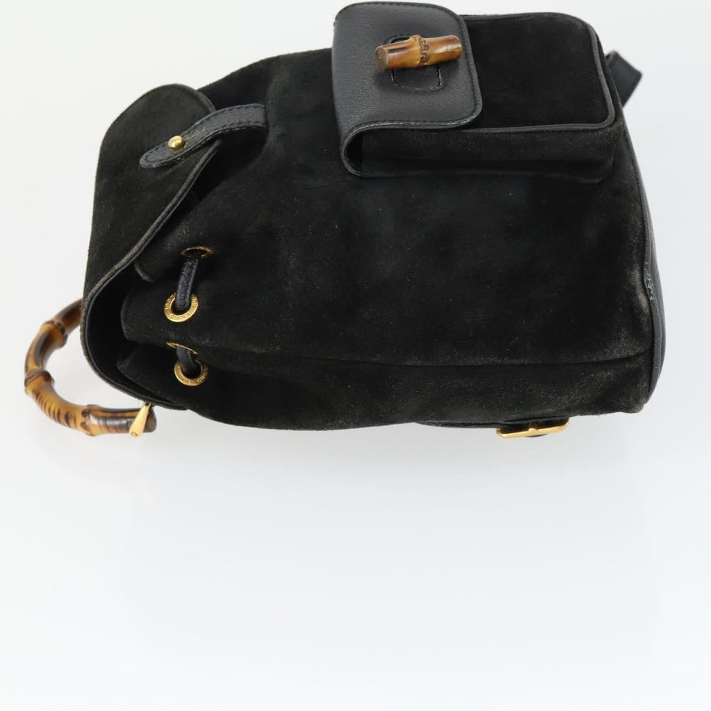 Gucci Gucci Bamboo Backpack Daim Black Suede Backpack Bag (Pre-Owned)