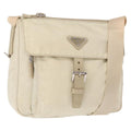 Prada Buckle Messenger Bag Tessuto Beige Nylon Shoulder Bag Bag