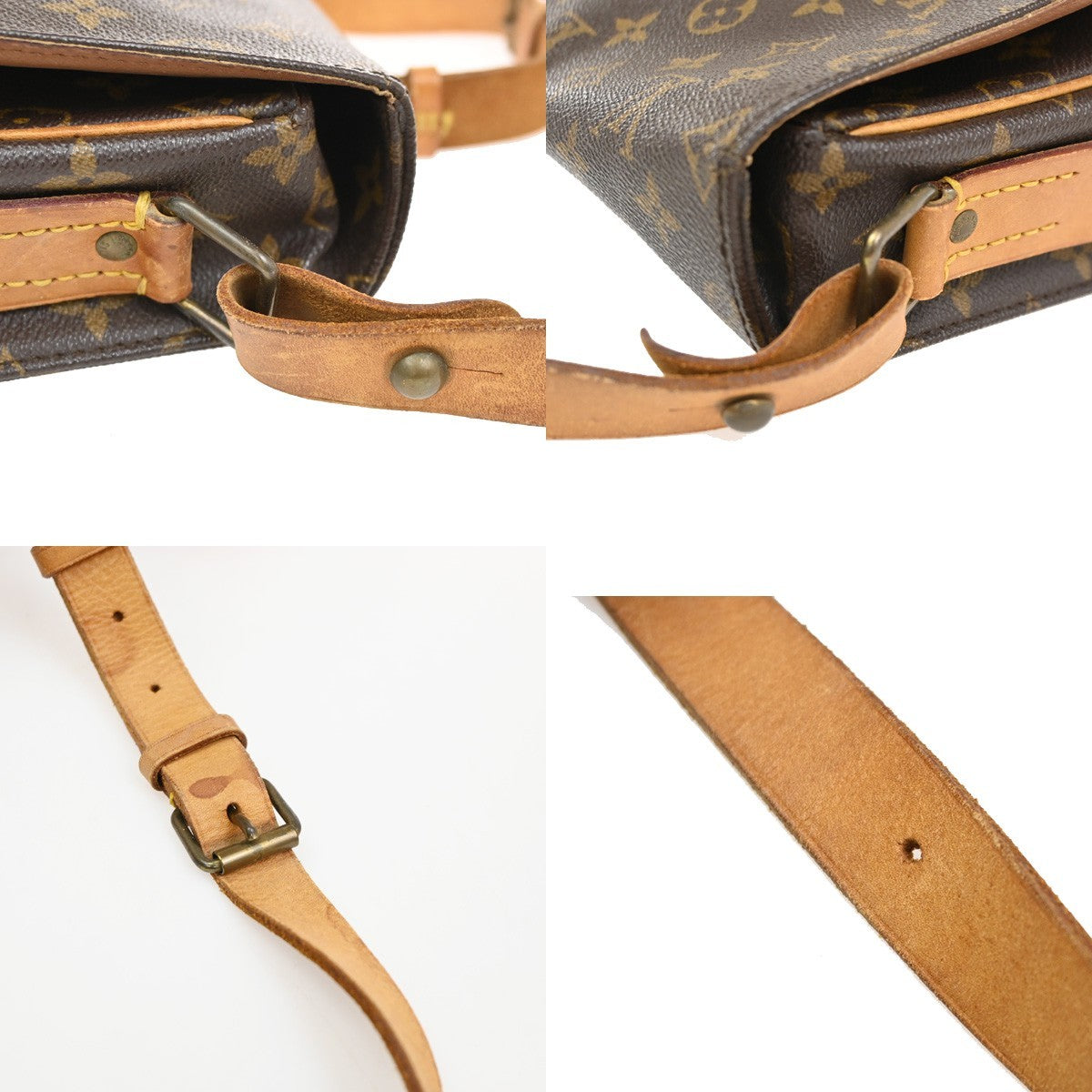 Louis Vuitton Cartouchiere Handbag Monogram Canvas Brown Canvas Shoulder Bag