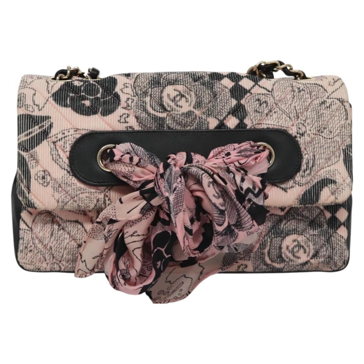 Chanel Flap Shoulder Bag Canvas Pink Cotton Shoulder Bag Bag