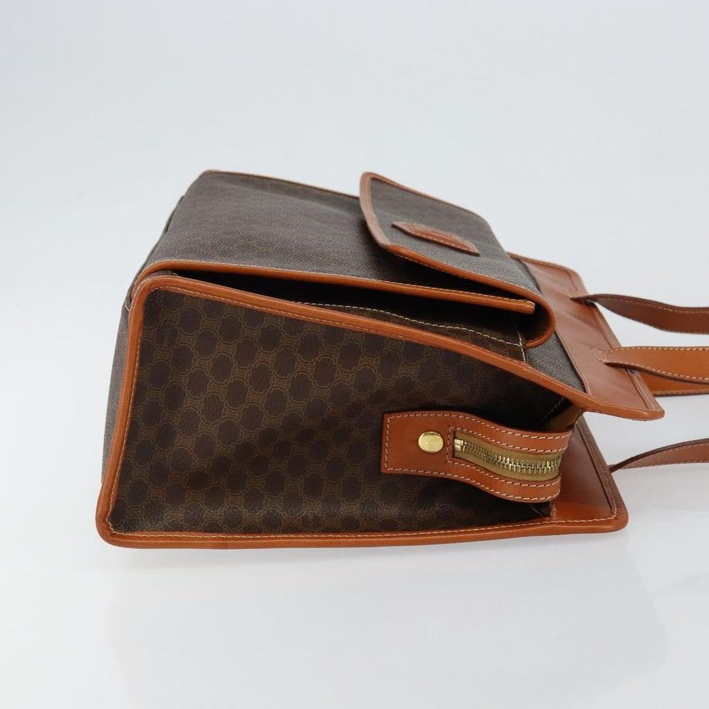 Celine Vintage Macadam Tote Bag Canvas And Leather Brown Canvas Tote Bag Bag
