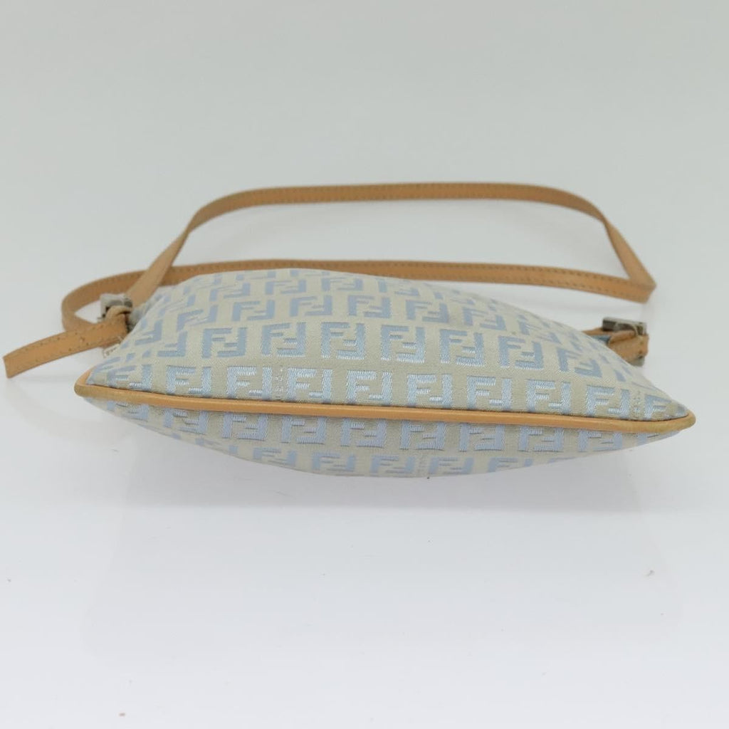 Fendi Vintage Flat Crossbody Bag Zucchino Canvas Blue Canvas Shoulder Bag Bag