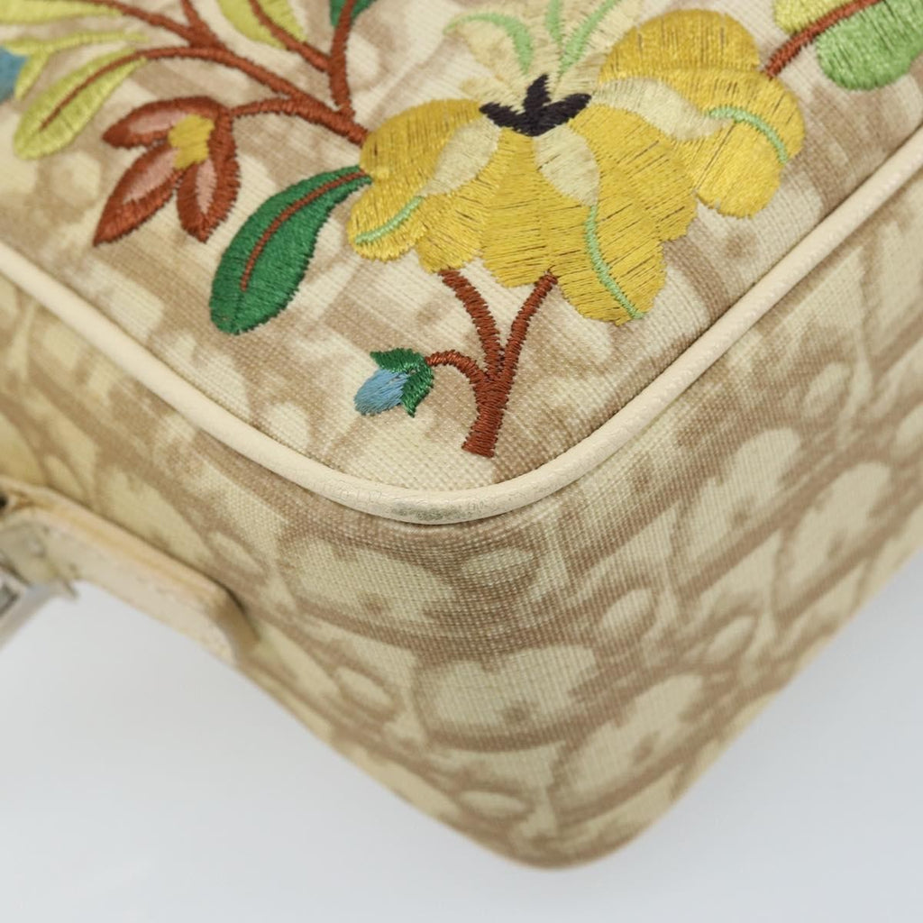 Christian Dior Vintage Crossbody Bag Embroidered Diorissimo Canvas Beige Canvas Shoulder Bag Bag (Pre-Owned)