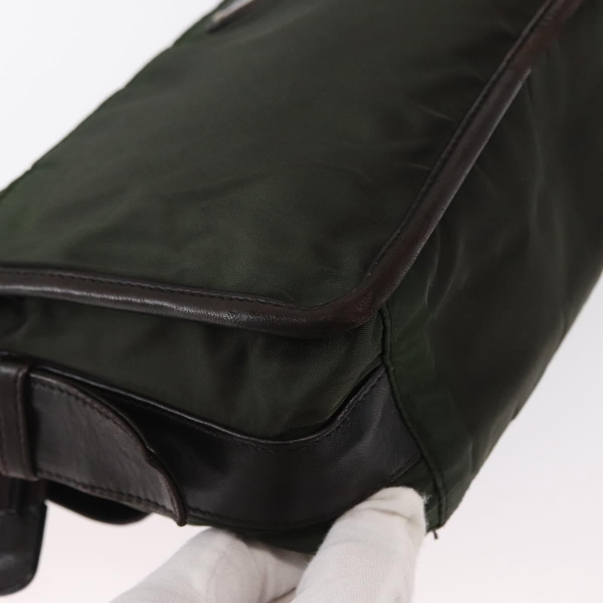 Prada Double Buckle Flap Messenger Bag Tessuto Khaki Nylon Shoulder Bag Bag