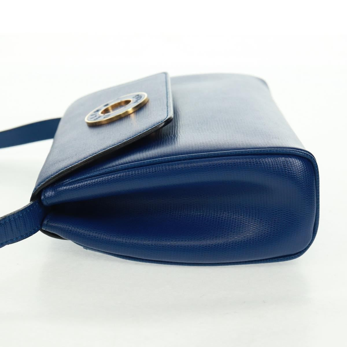 Celine Vintage Circle Logo Crossbody Bag Leather Blue Leather Shoulder Bag Bag