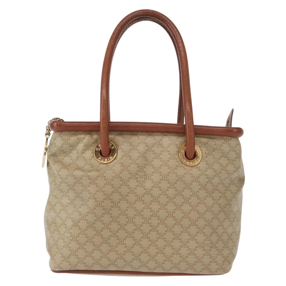 Celine Vintage Macadam Handbag Canvas And Leather Beige Canvas Handbag