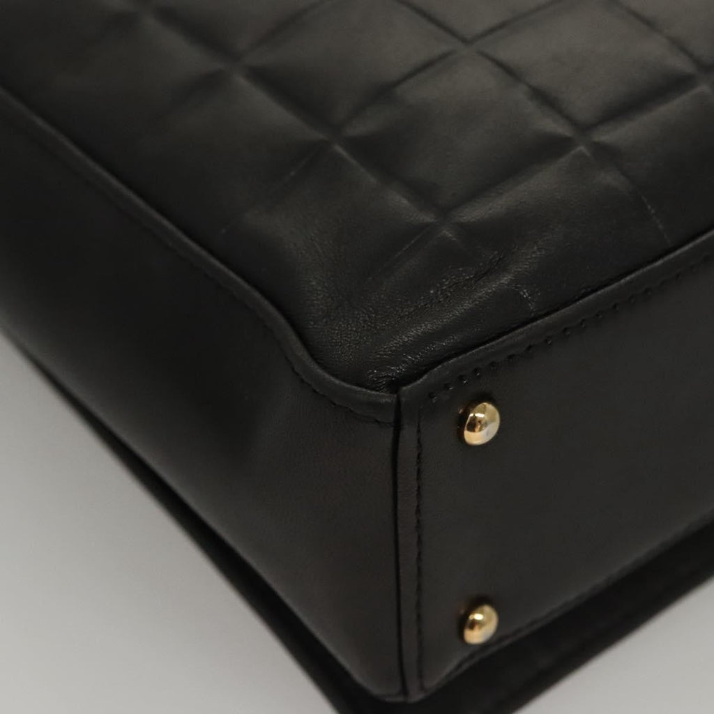 Chanel Chocolate Bar Cc Shoulder Bag Quilted Leather Black Leather Shoulder Bag Bag