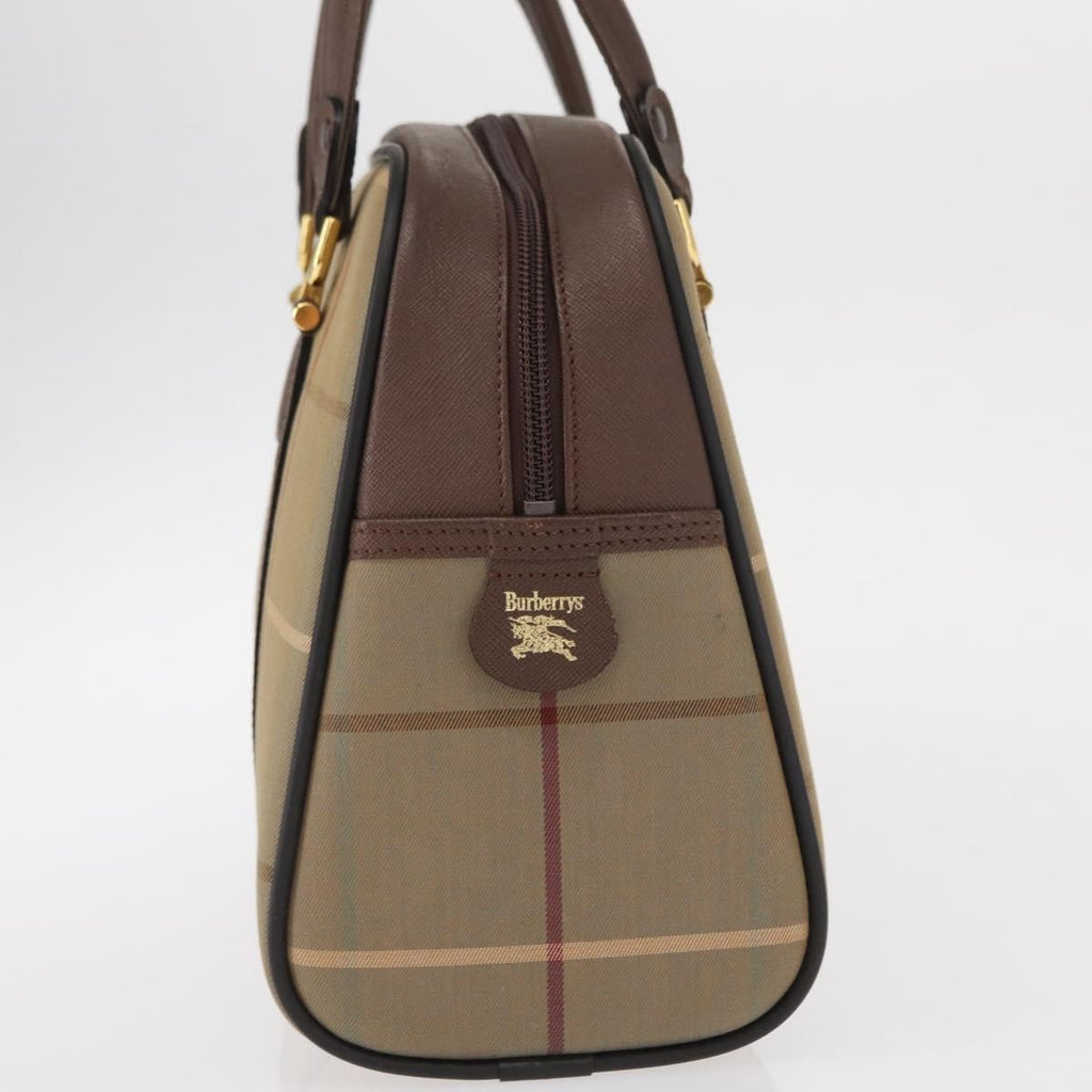 Burberry Nova Check Boston Bag Canvas Beige Canvas Handbag