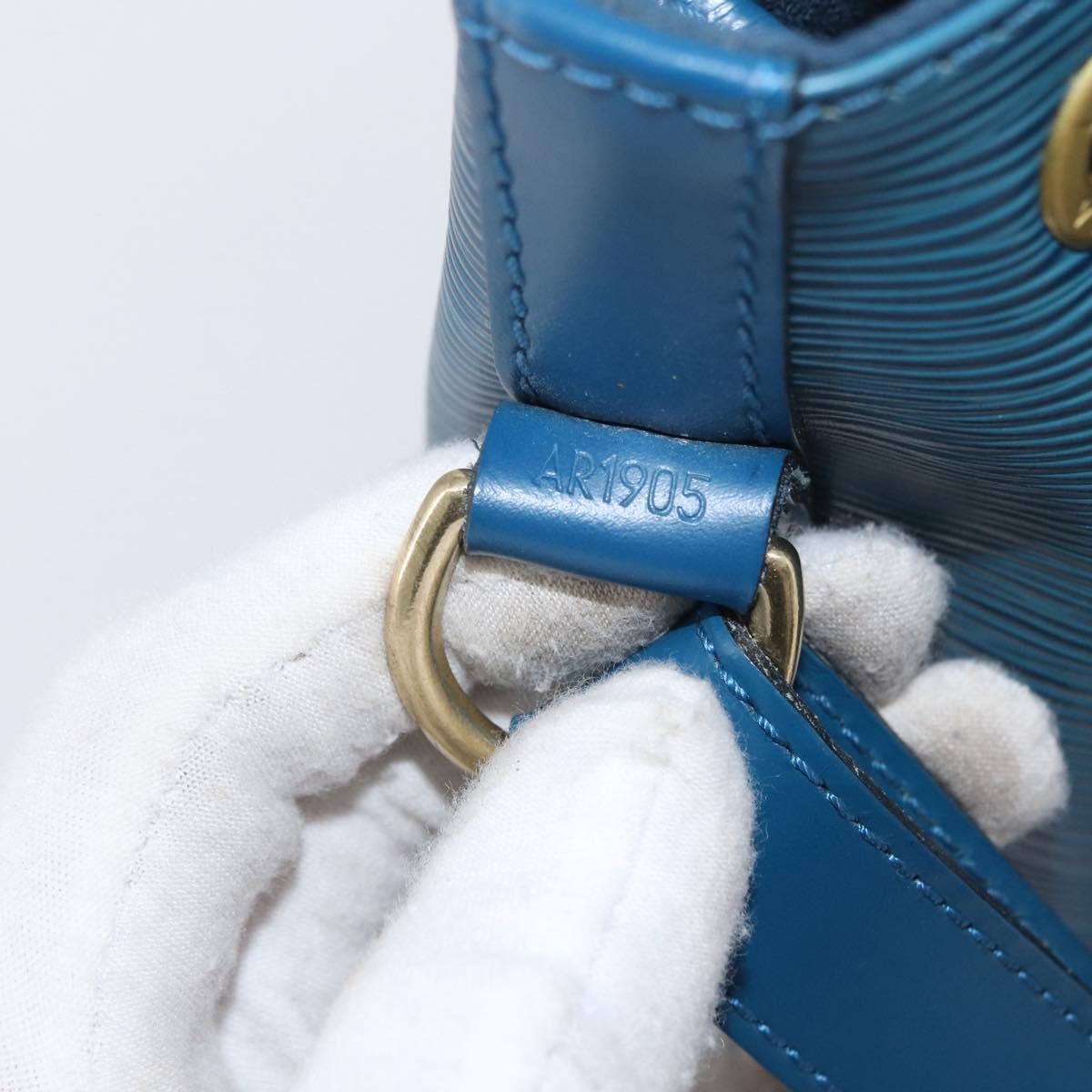 Louis Vuitton Petit Noe Handbag Epi Leather Blue Leather Shoulder Bag
