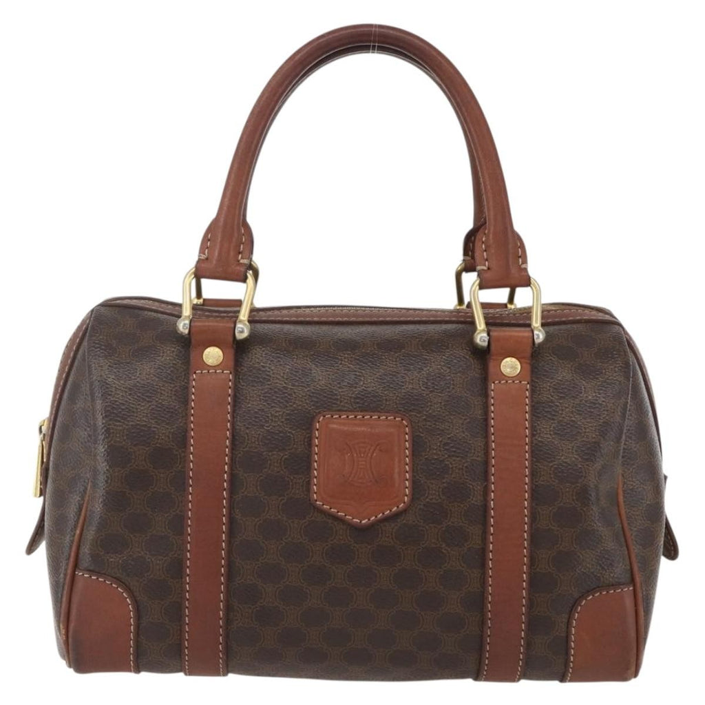Celine Vintage Macadam Handbag Canvas And Leather Brown Canvas Shoulder Bag Bag