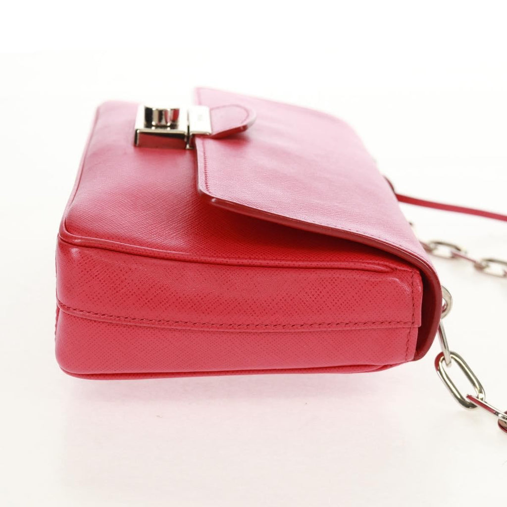 Prada Sound Chain Shoulder Bag Saffiano Leather Red Leather Shoulder Bag Bag
