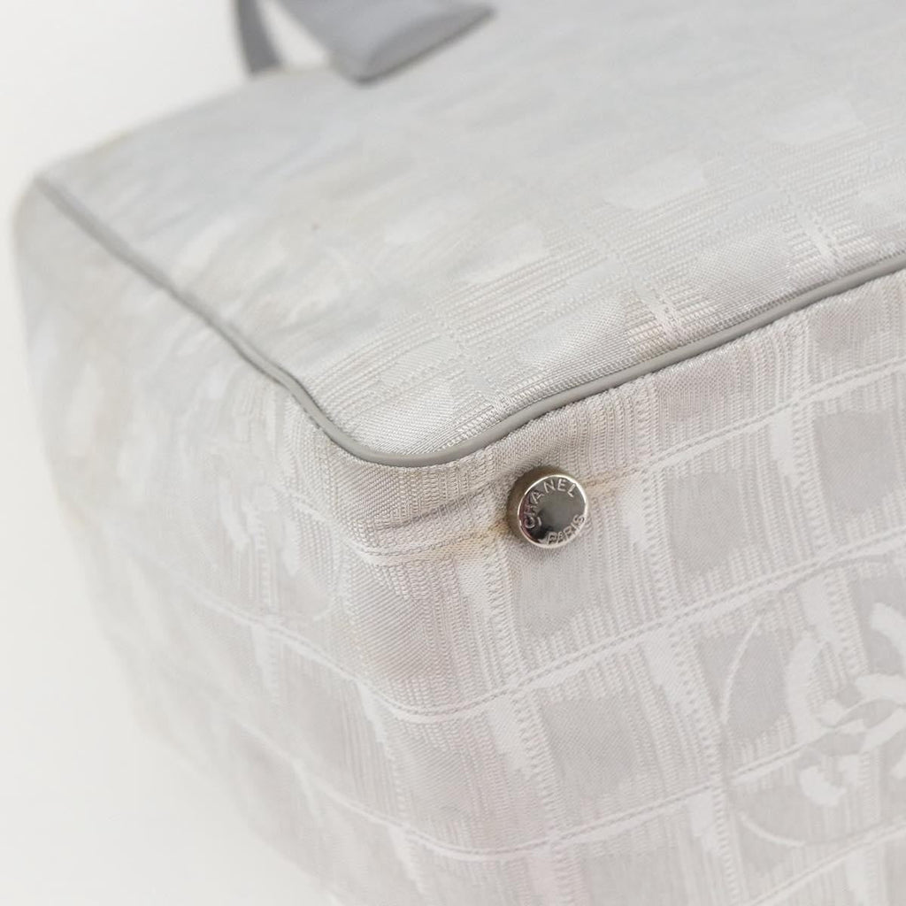 Chanel Travel Line Tote Nylon Silver Nylon Tote Bag Bag