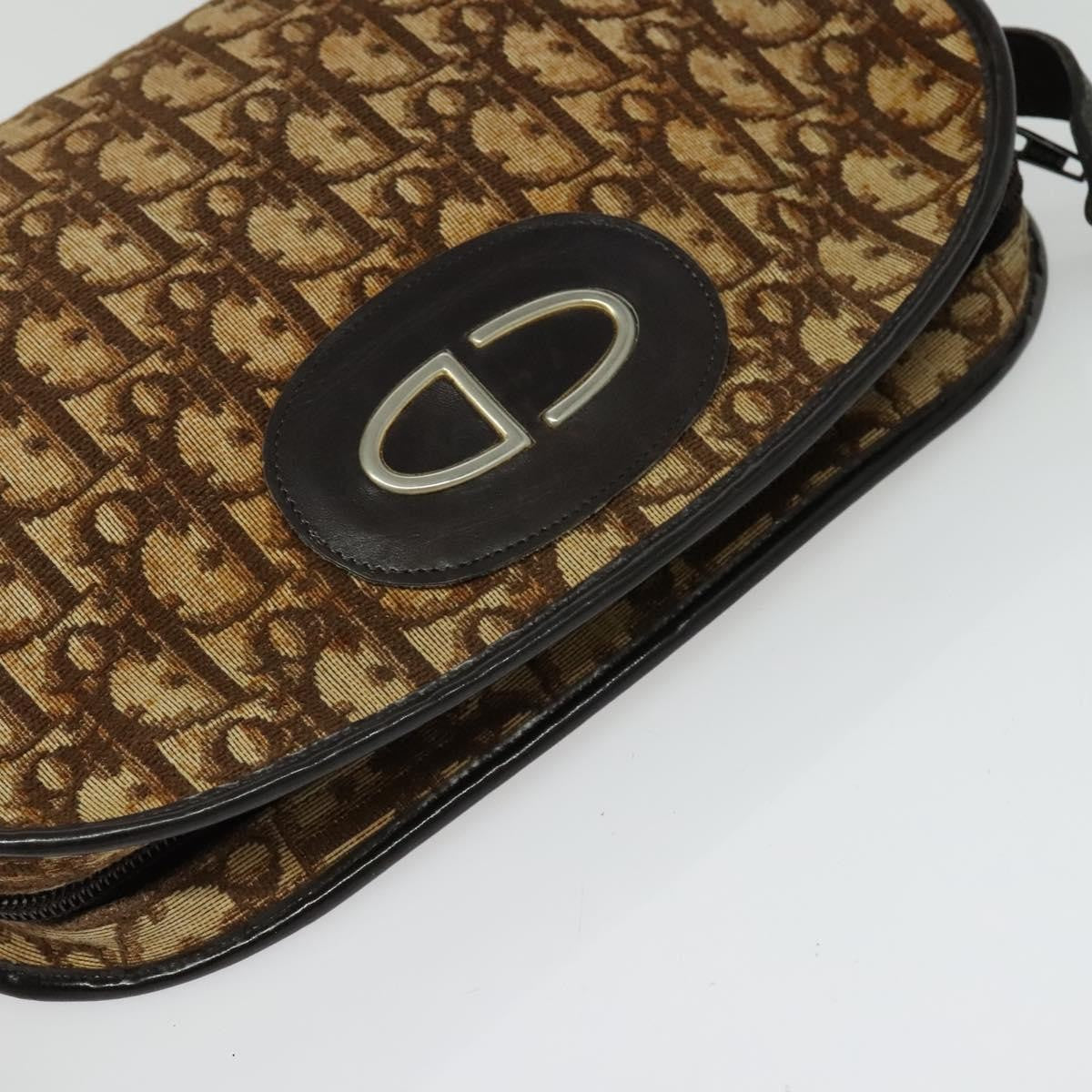 Christian Dior Vintage Trotter Shoulder Bag Canvas Brown Canvas Bag (Pre-Owned)