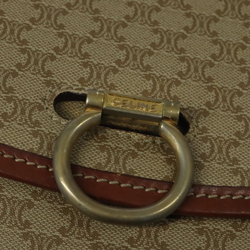 Celine Macadam Shoulder Bag Pvc Leather Beige Canvas Bag