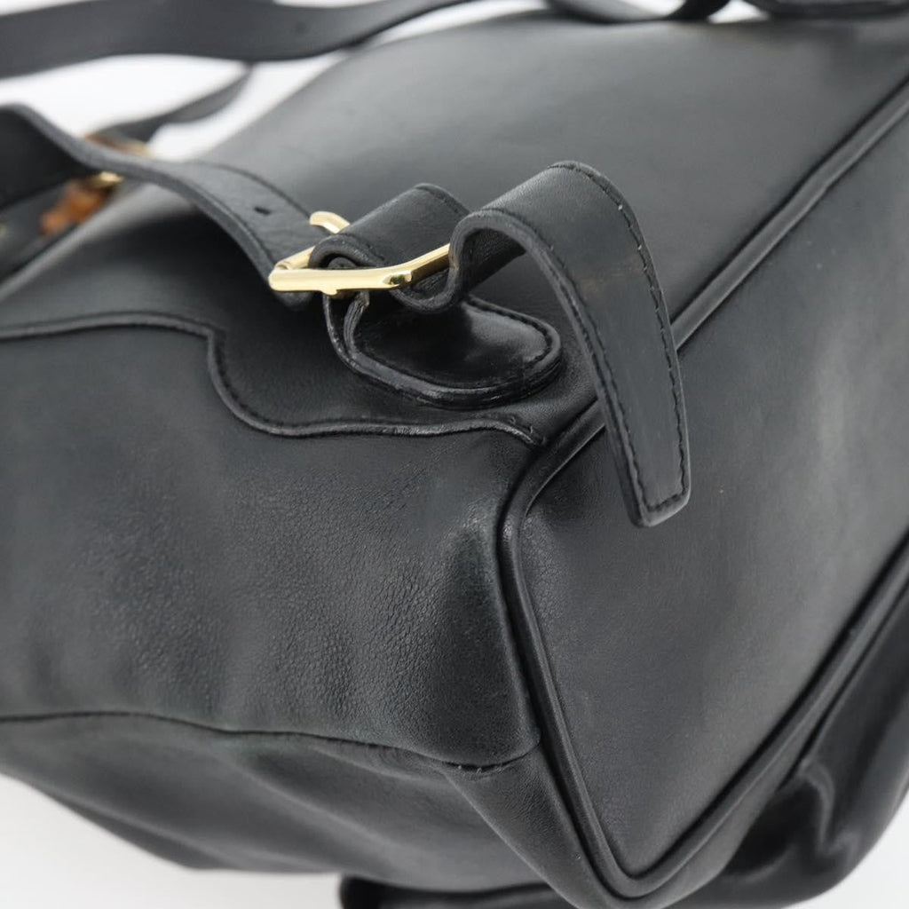 Gucci Vintage Bamboo Backpack Leather Black Leather Backpack Bag (Pre-Owned)