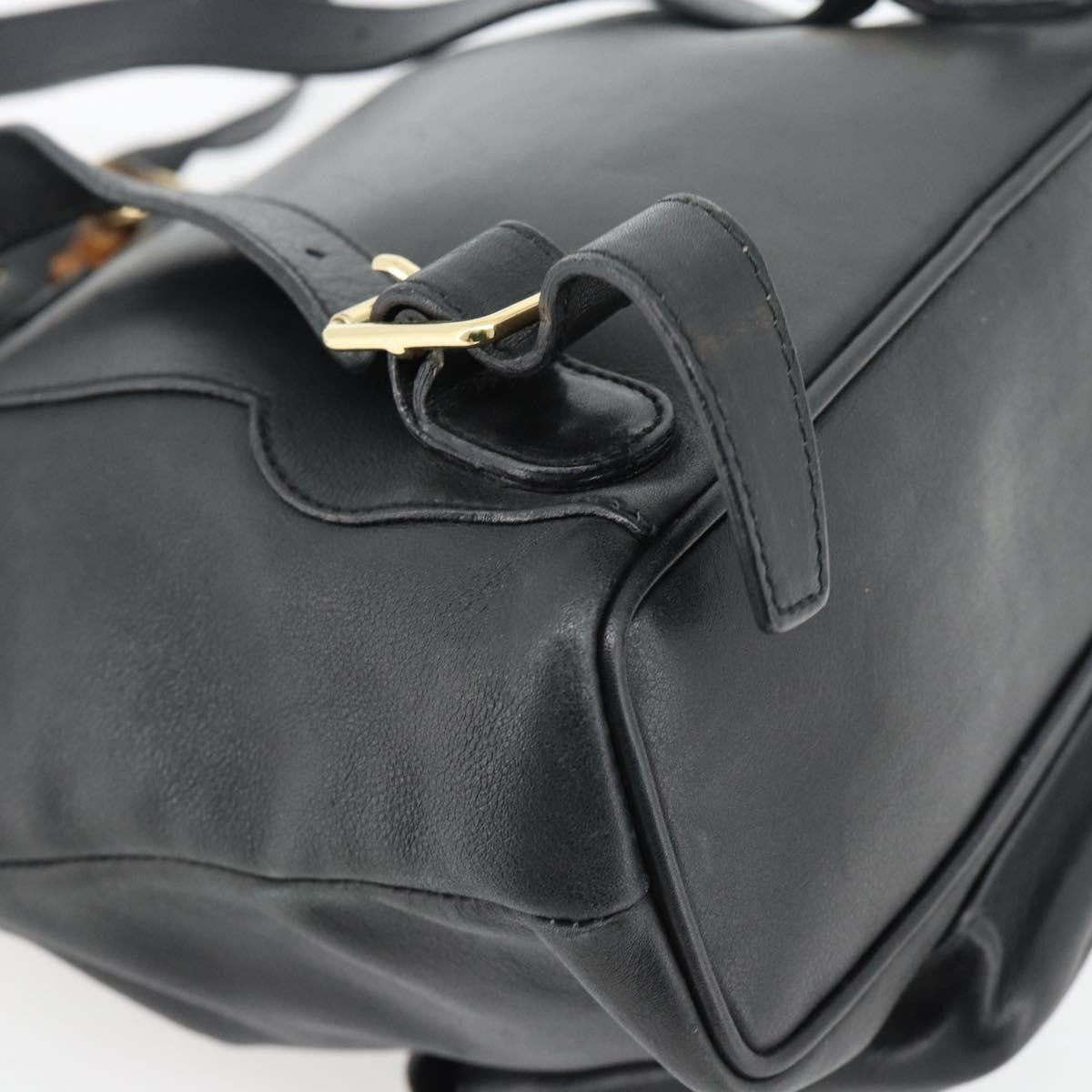 Gucci Vintage Bamboo Backpack Leather Black Leather Backpack Bag (Pre-Owned)