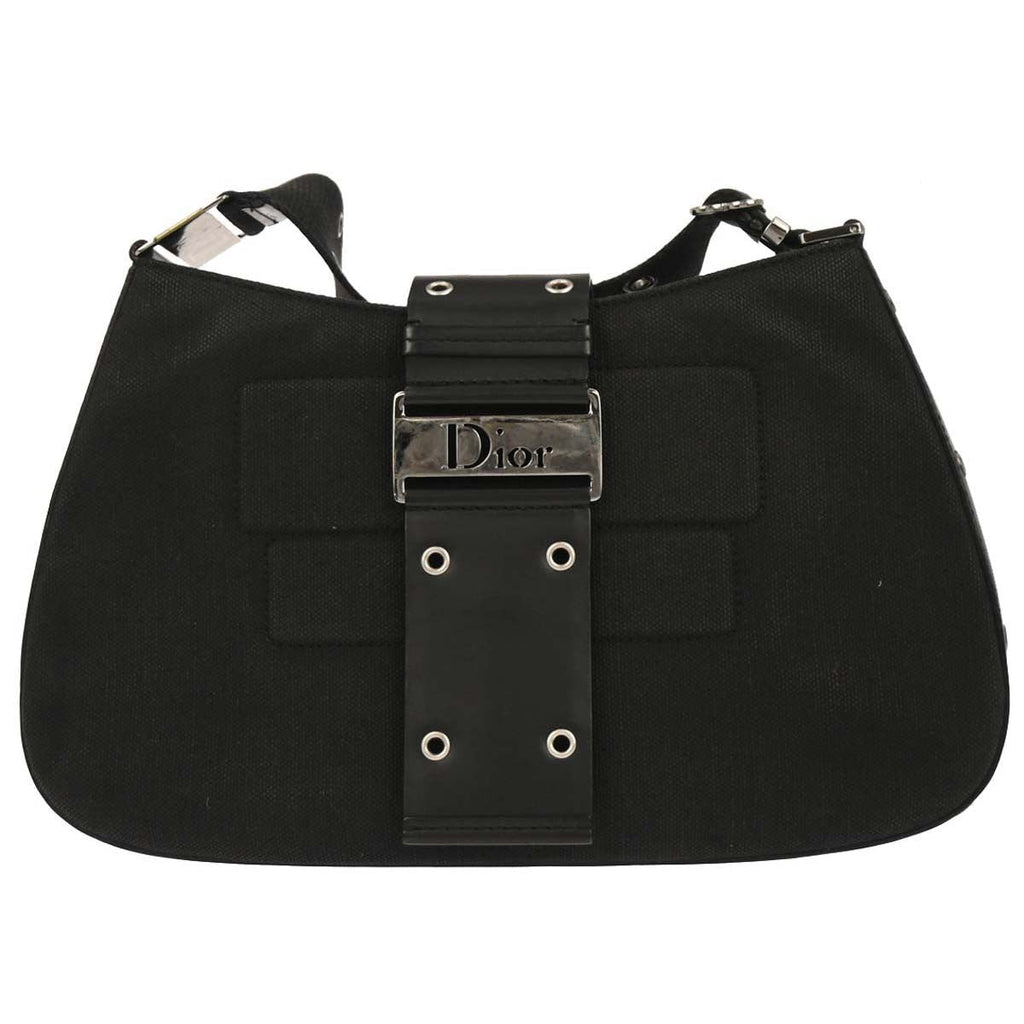 Christian Dior Vintage Street Chic Columbus Shoulder Bag Canvas Black Canvas Shoulder Bag Bag (Pre-Owned)