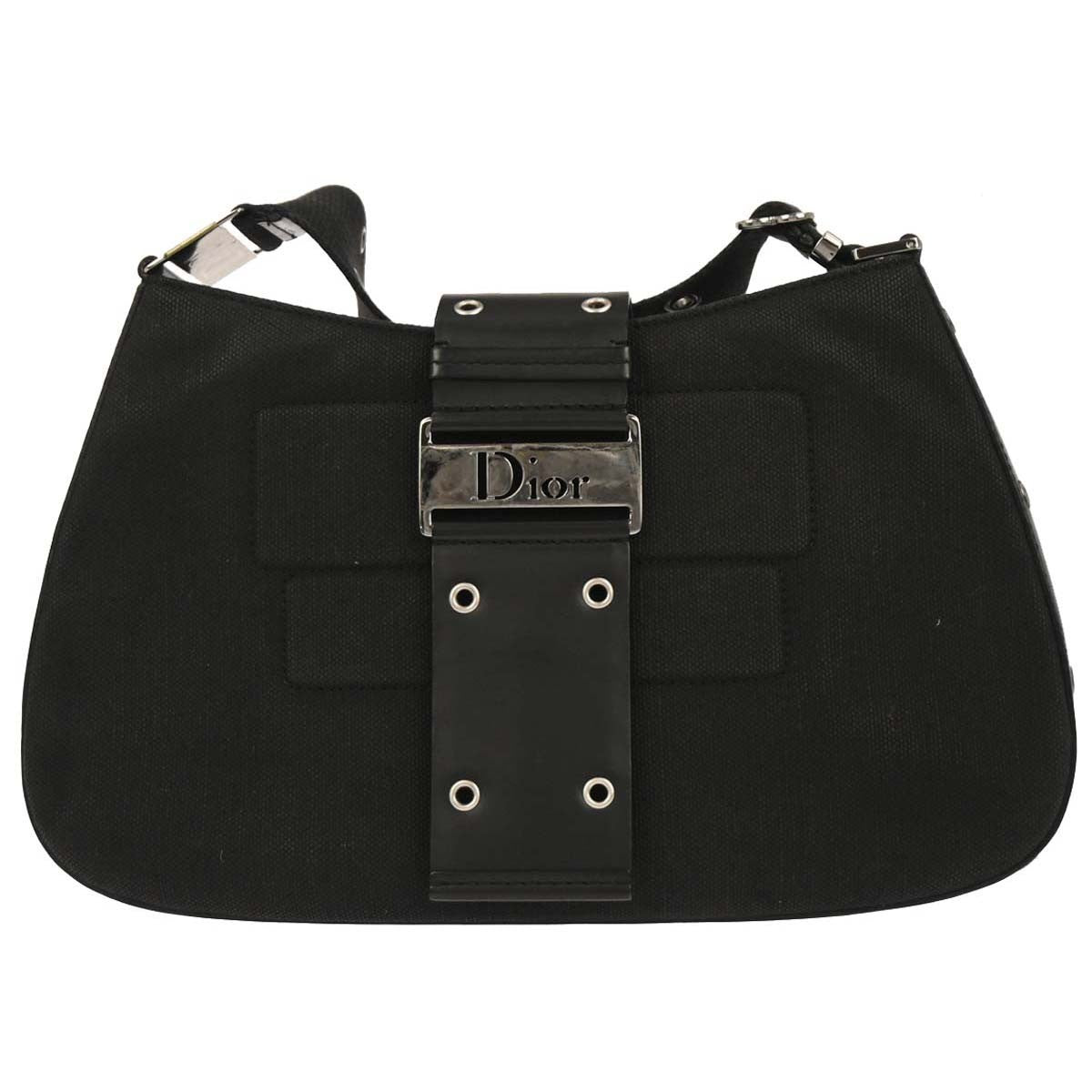 Christian Dior Vintage Street Chic Columbus Shoulder Bag Canvas Black Canvas Shoulder Bag Bag (Pre-Owned)