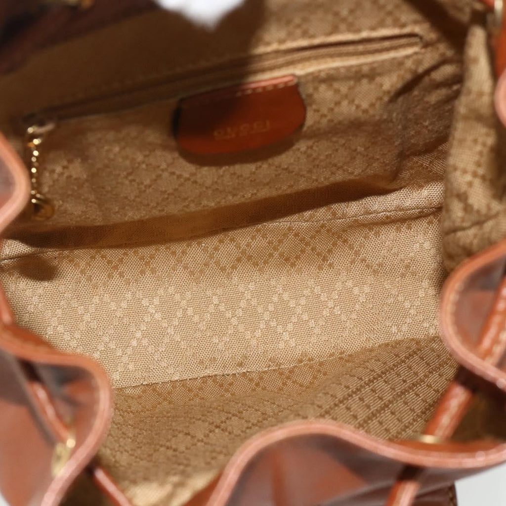 Gucci Vintage Bamboo Backpack Leather Brown Leather Backpack Bag (Pre-Owned)