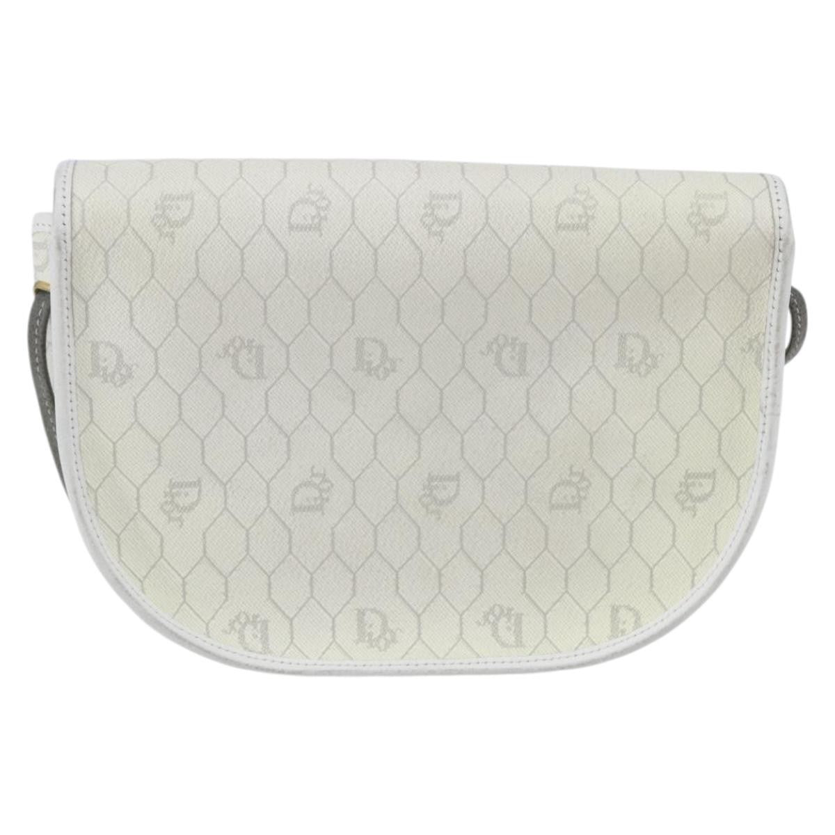 Christian Dior Vintage Honeycomb Flap Crossbody Bag Coated Canvas White Canvas Shoulder Bag Bag (Pre-Owned)