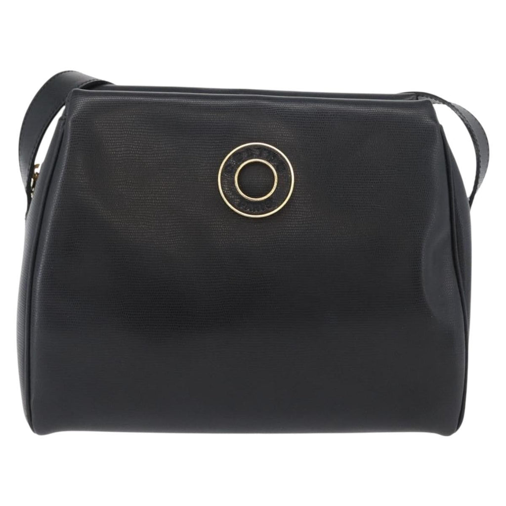 Celine Circle Logo Shoulder Bag Leather Black Leather Shoulder Bag Bag