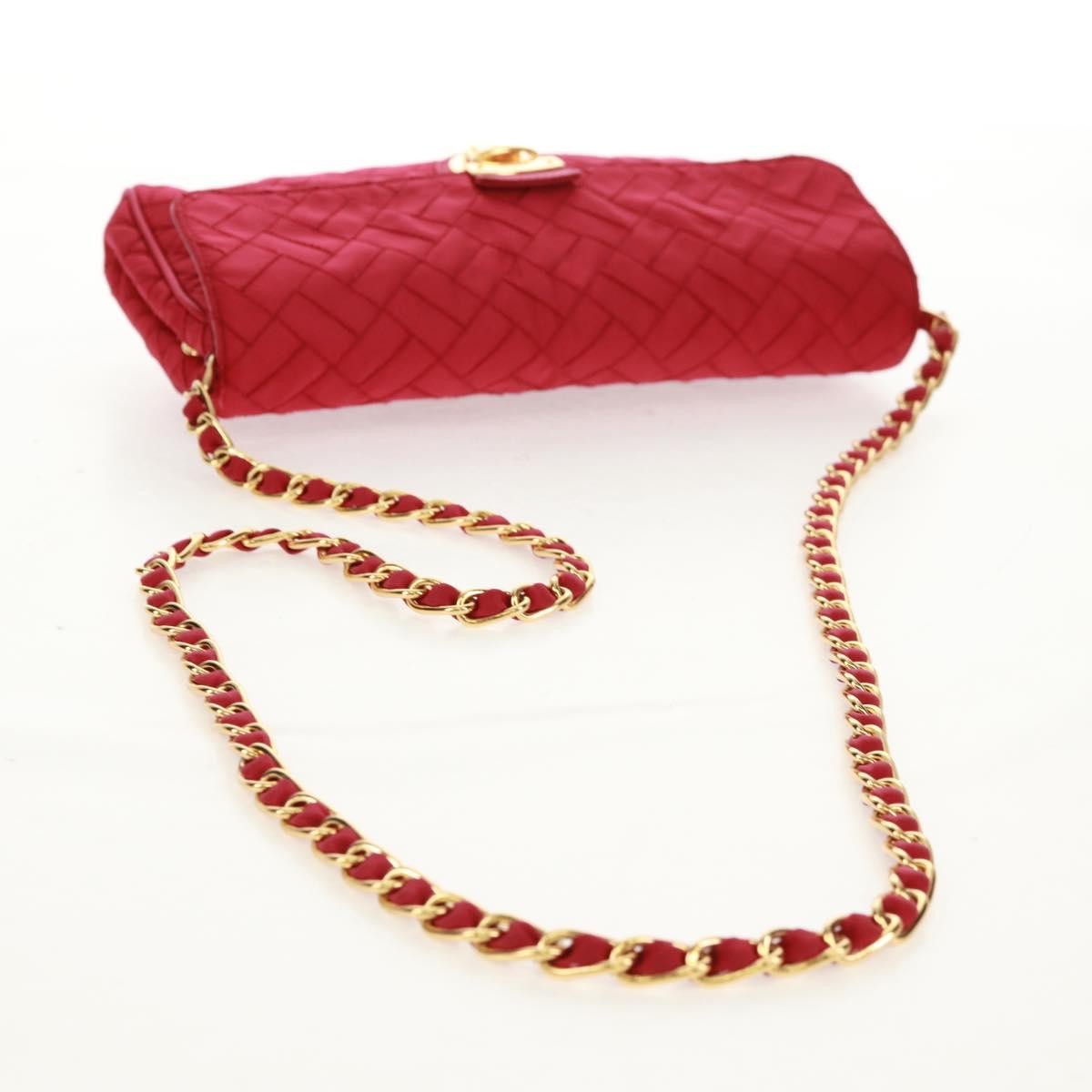 Prada Pushlock Chain Flap Bag Quilted Tessuto Red Nylon Shoulder Bag Bag