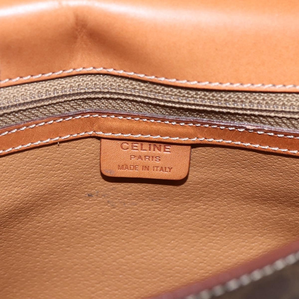 Celine Vintage Macadam Shoulder Bag Canvas And Leather Brown Canvas Shoulder Bag Bag