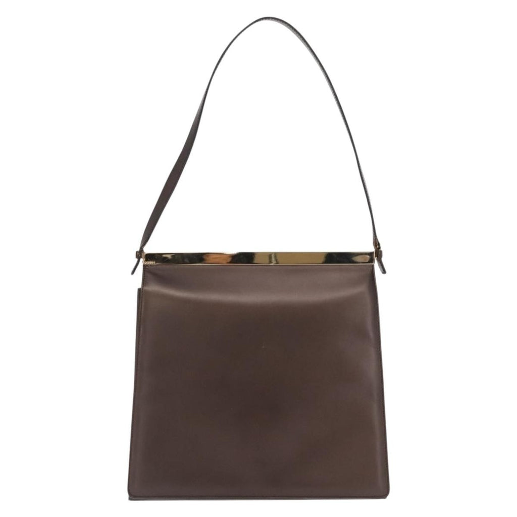 Gucci Vintage Shoulder Bag Leather Brown Leather Shoulder Bag Bag (Pre-Owned)