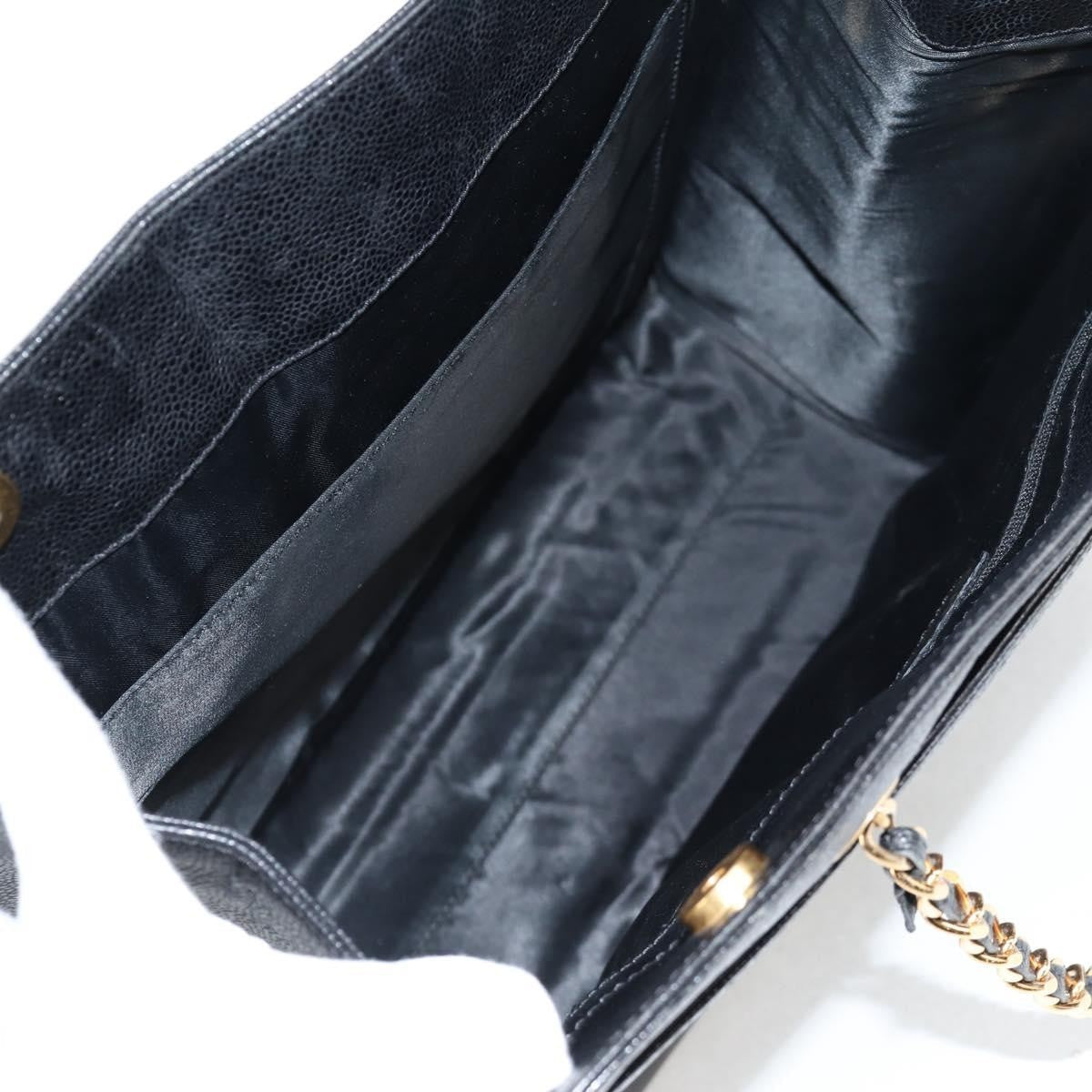 Chanel Vintage Cc Lock Pocket Chain Tote Caviar Black Leather Tote Bag Bag