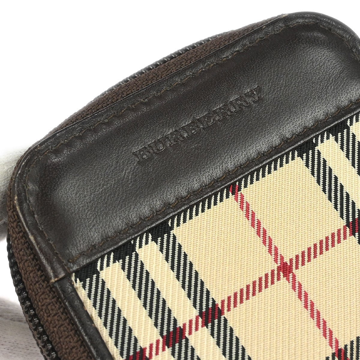 Burberry Zip Around Coin Pouch Canvas Beige Canvas Wallets Accessory