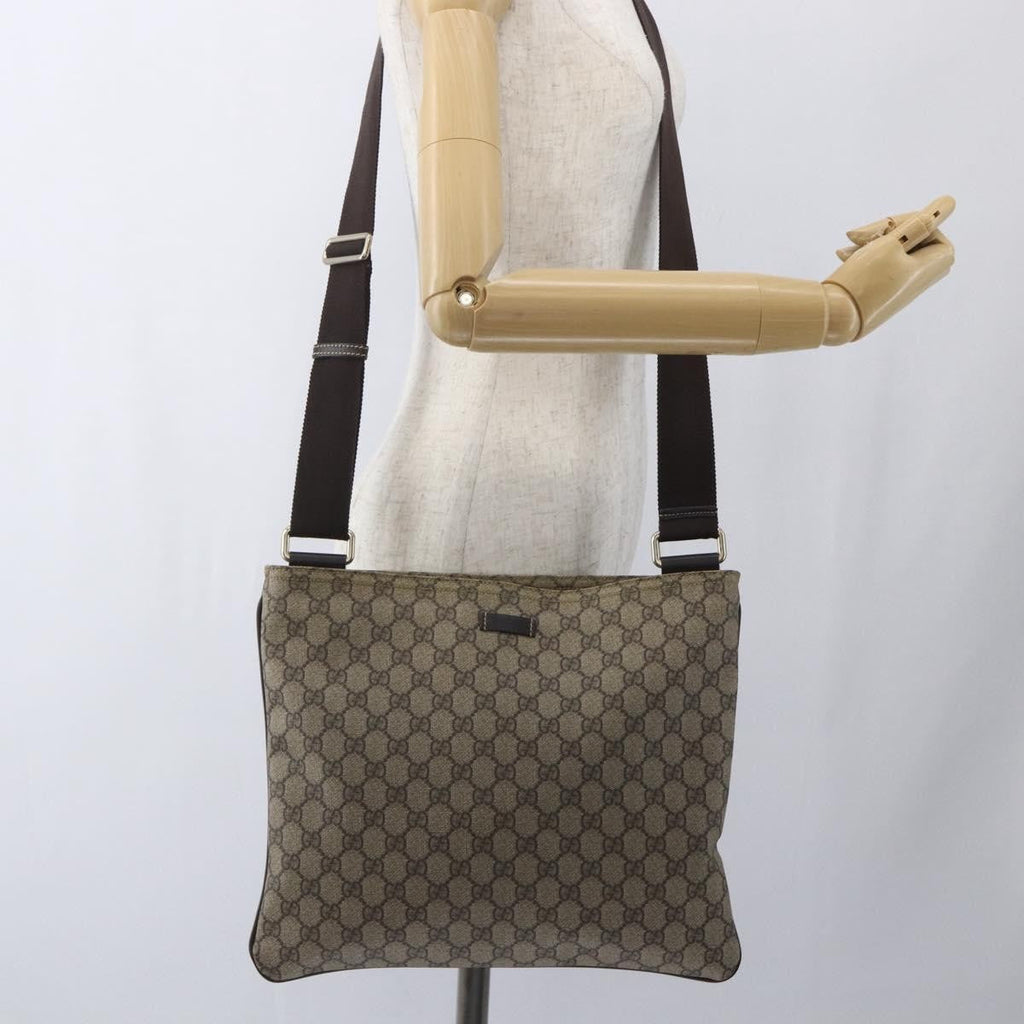 Gucci Zip Top Messenger Bag Gg Coated Canvas Beige Canvas Shoulder Bag Bag (Pre-Owned)