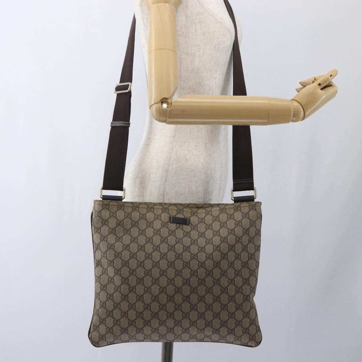 Gucci Zip Top Messenger Bag Gg Coated Canvas Beige Canvas Shoulder Bag Bag (Pre-Owned)