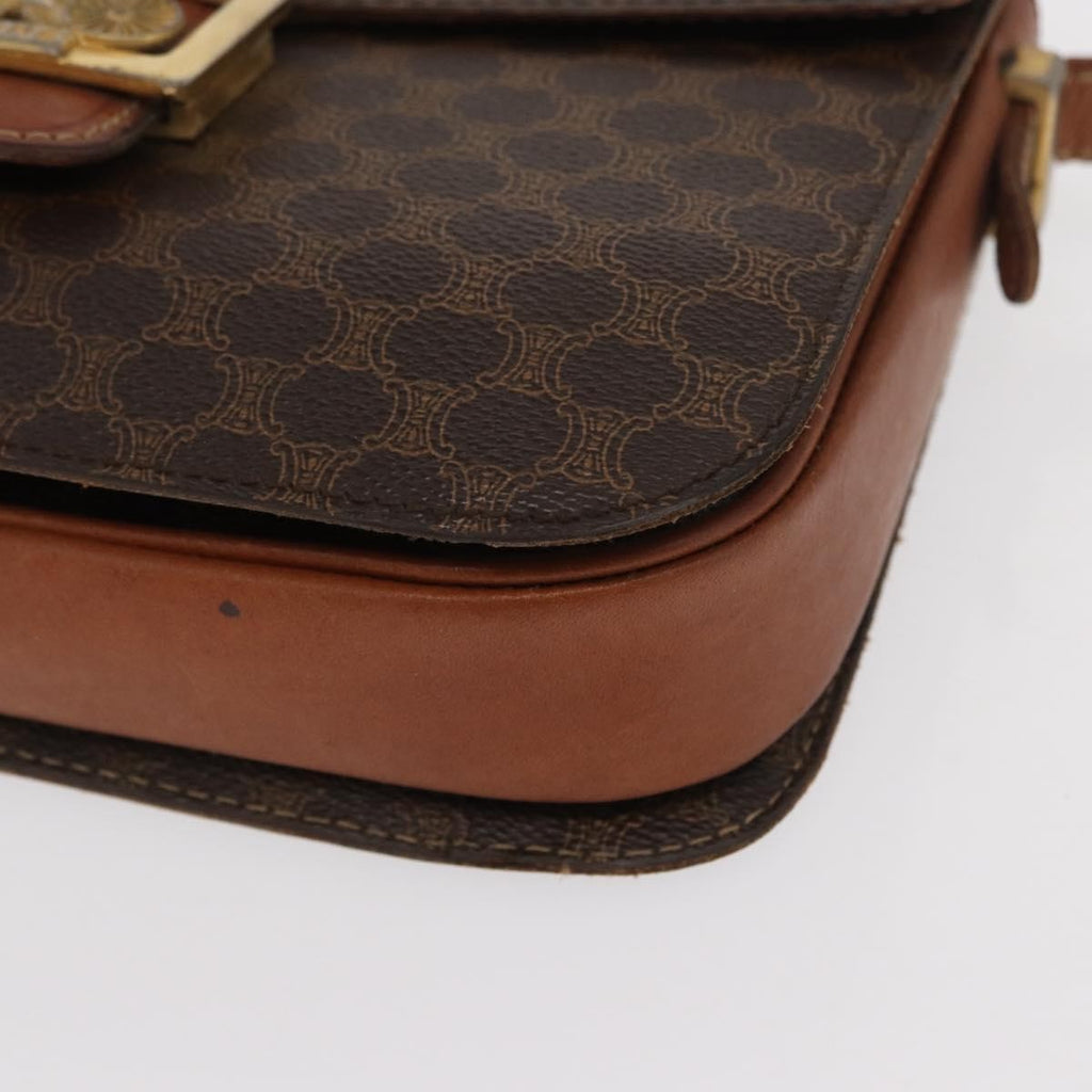 Celine Vintage Horse Carriage Macadam Shoulder Bag Canvas Brown Pvc Shoulder Bag Bag