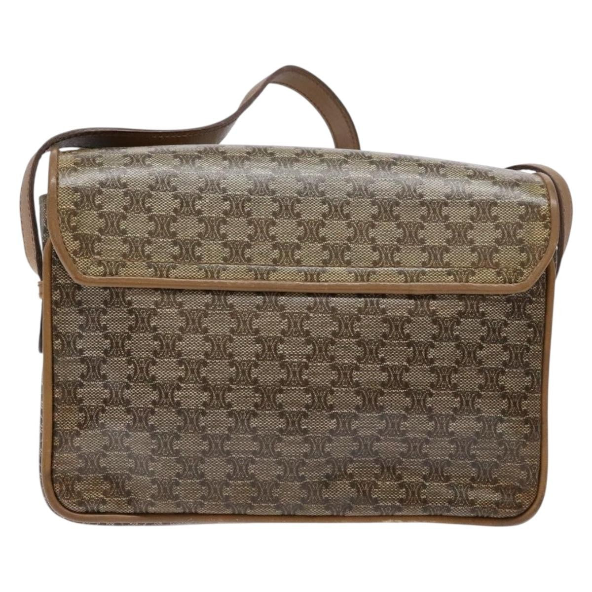 Celine Macadam Shoulder Bag Pvc Leather Beige Pvc Bag