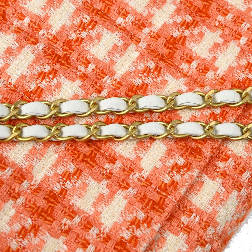 Chanel Vintage Chocolate Bar Cc Flap Bag Quilted Tweed Orange Tweed Clutche & Pouche Bag
