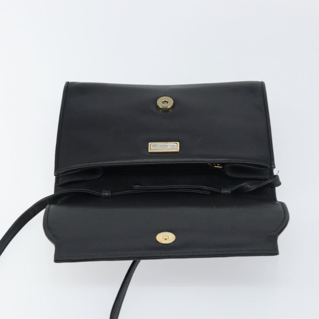 Gucci Vintage Shoulder Bag Leather Black Leather Shoulder Bag Bag (Pre-Owned)