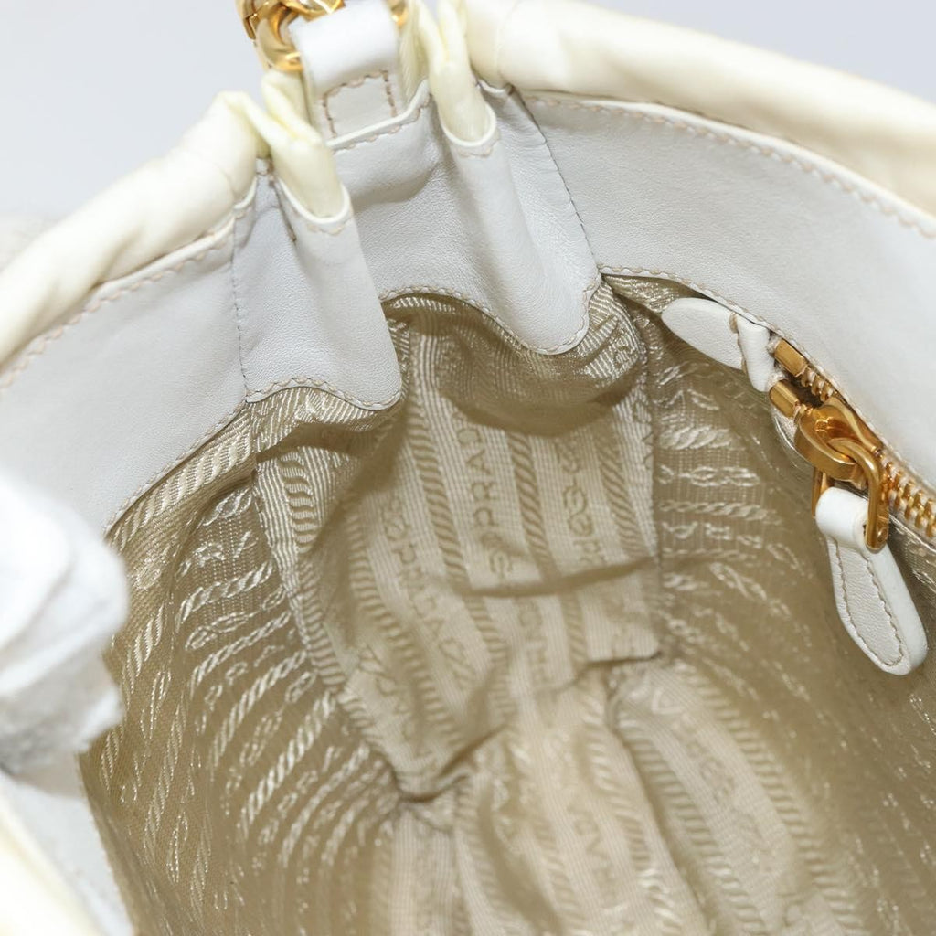 Prada Vintage Tote Tessuto With Leather White Nylon Tote Bag Bag