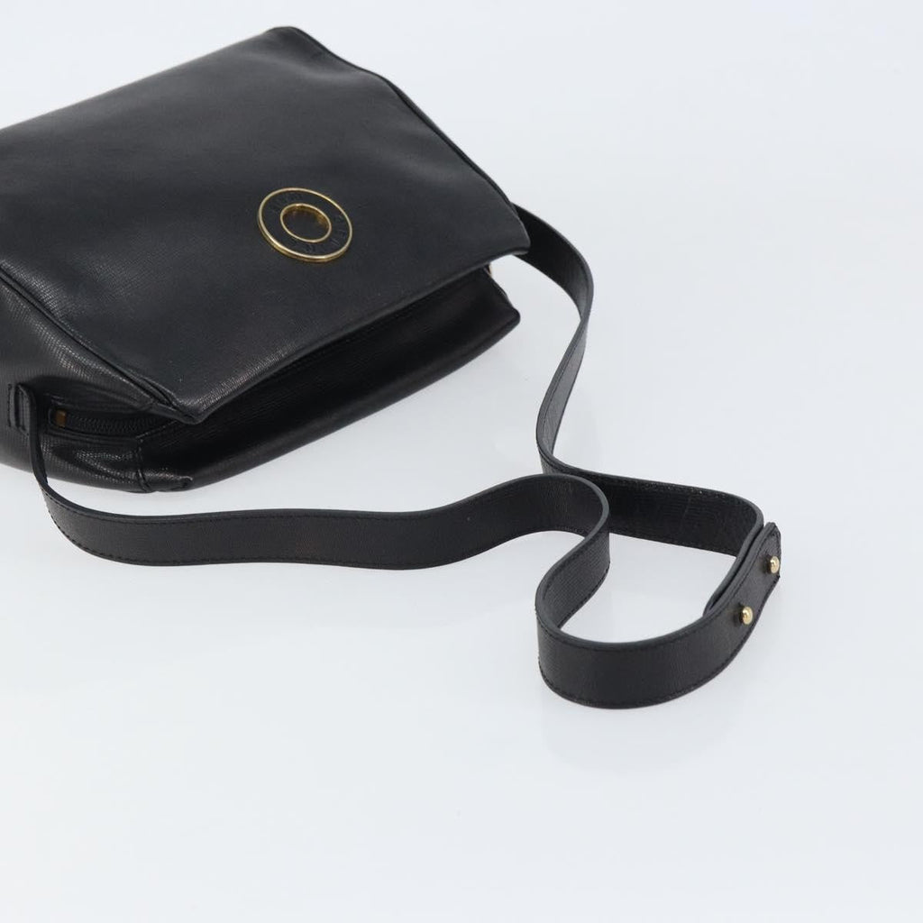 Celine Circle Logo Shoulder Bag Leather Black Leather Shoulder Bag Bag
