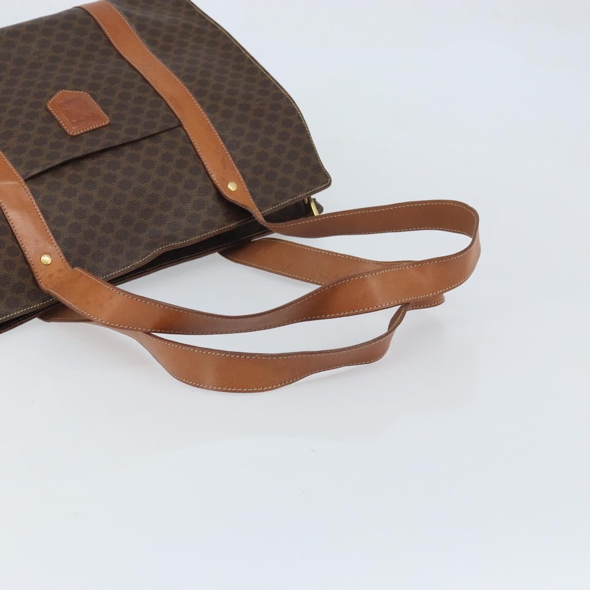 Celine Vintage Macadam Handbag Canvas And Leather Brown Canvas Tote Bag Bag