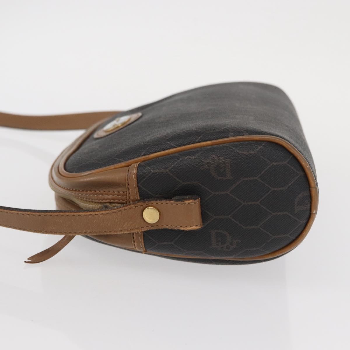 Christian Dior Vintage Honeycomb Shoulder Bag Canvas And Leather Black Canvas Shoulder Bag Bag (Pre-Owned)