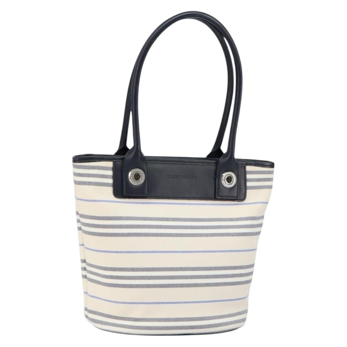 Burberry Blue Label Tote Bag Canvas White Canvas Tote Bag