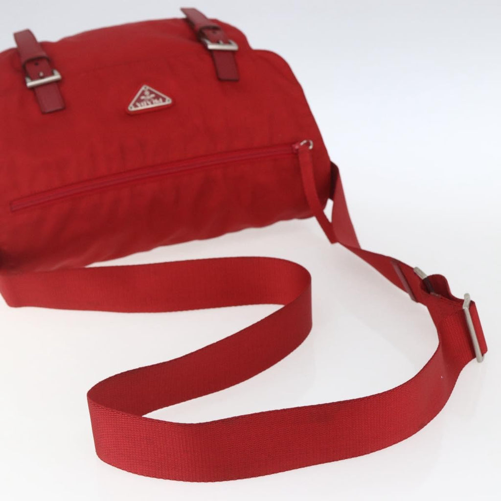Prada Zip Buckle Messenger Bag Tessuto Red Nylon Shoulder Bag Bag