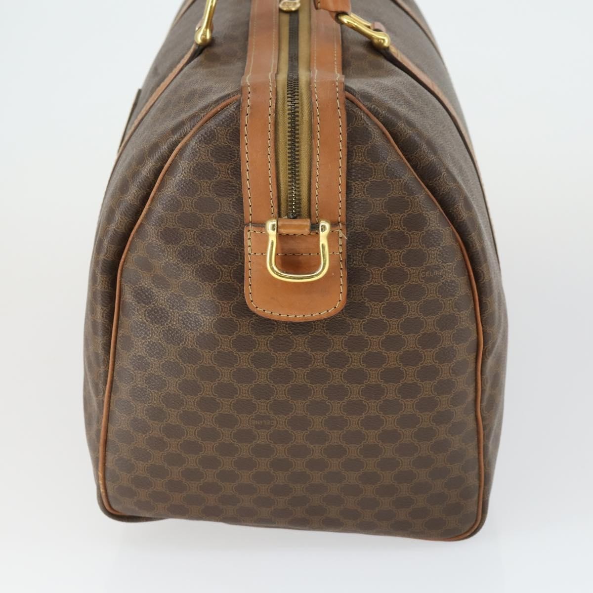 Celine Vintage Macadam Boston Bag Canvas And Leather Brown Pvc Travel Bag Bag