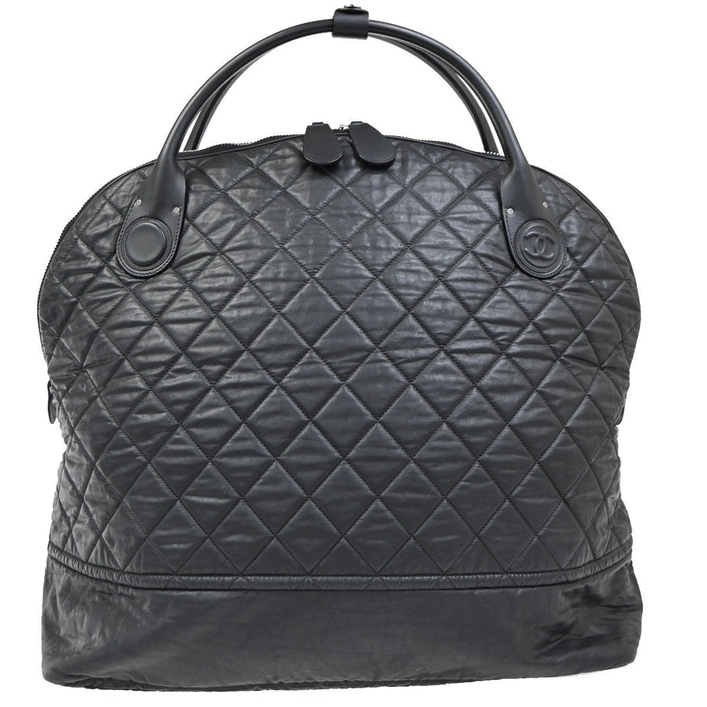 Chanel Horizontal Sport Weekender Bag Quilted Coated Canvas Black Nylon Travel Bag Bag