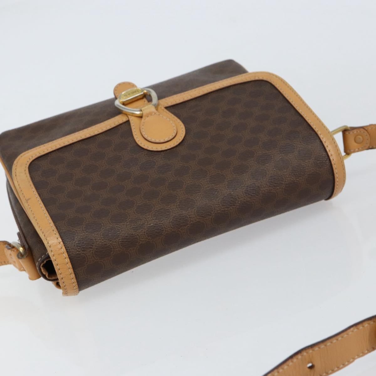 Celine Vintage Macadam Shoulder Bag Canvas And Leather Brown Canvas Shoulder Bag Bag