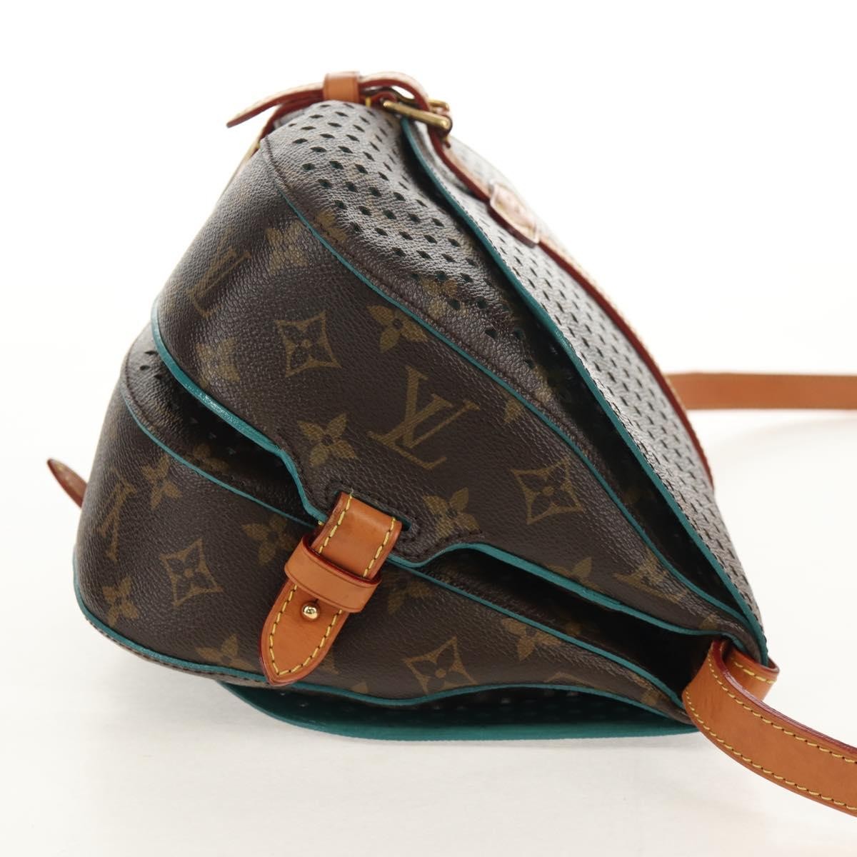 Louis Vuitton Flore Saumur Handbag Perforated Monogram Canvas Brown Canvas Shoulder Bag
